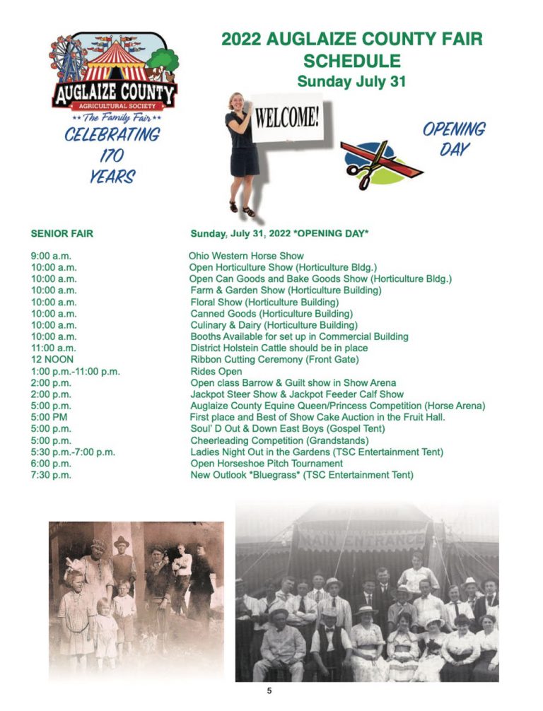 Sr. Fair Schedule Auglaize County Fairgrounds